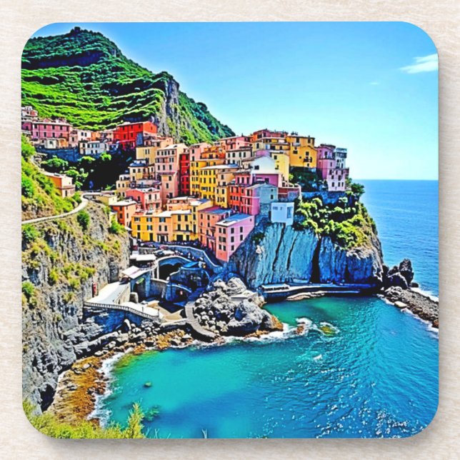 Cliffside Dreams: Manarola’s Colours Coaster (Front)