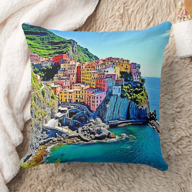 Cliffside Dreams: Manarola’s Colours Cushion (Blanket)
