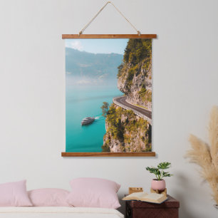 Cliffside Escape – Coastal Road & Turquoise Waters Hanging Tapestry