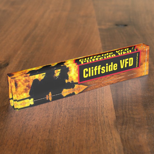 Cliffside VFD Flames desk name plate (Side)
