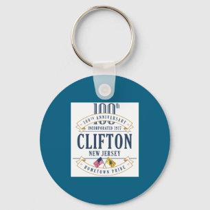 Clifton New Jersey 100th Anniv White  Key Ring