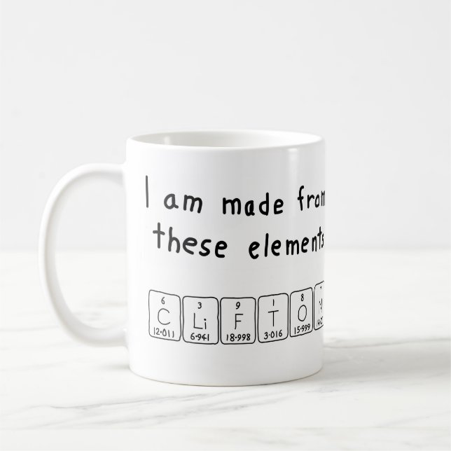 Clifton periodic table name mug (Left)