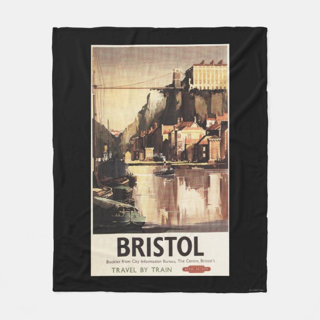 Clifton Suspension Bridge and Boats Fleece Blanket (Front)