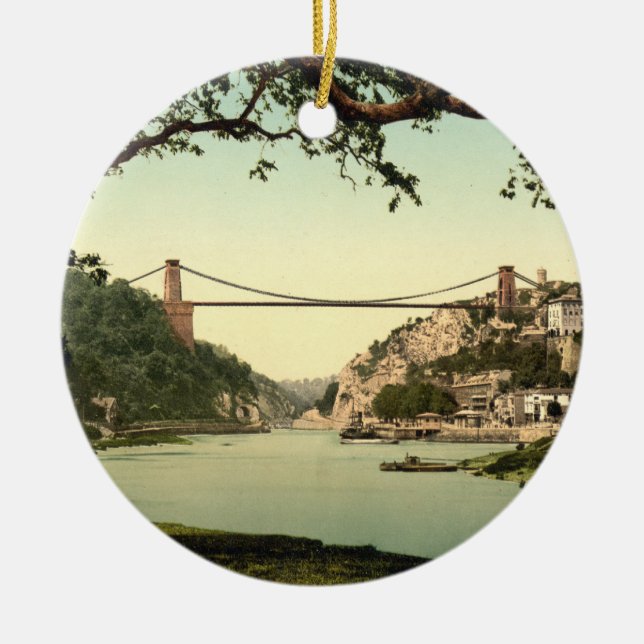 Clifton Suspension Bridge I, Bristol, England Ceramic Tree Decoration (Front)