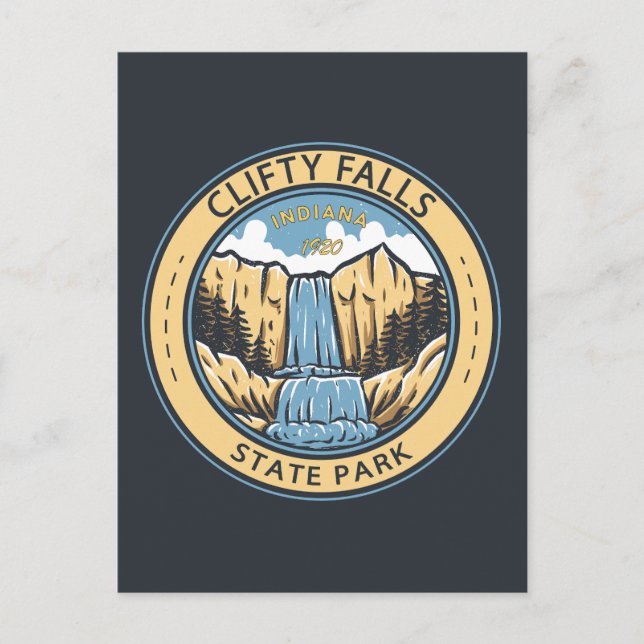 Clifty Falls State Park Indiana Badge Postcard (Front)