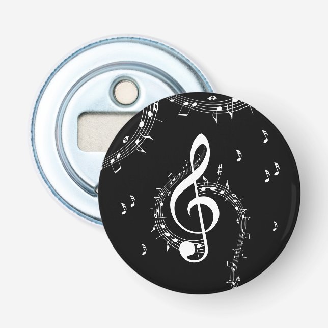 Climactic G Clef Music Black Bottle Opener (Front)