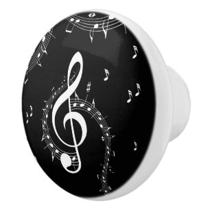 Climactic G Clef Music Black Ceramic Knob