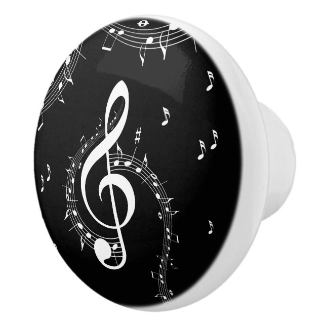 Climactic G Clef Music Black Ceramic Knob (Right)
