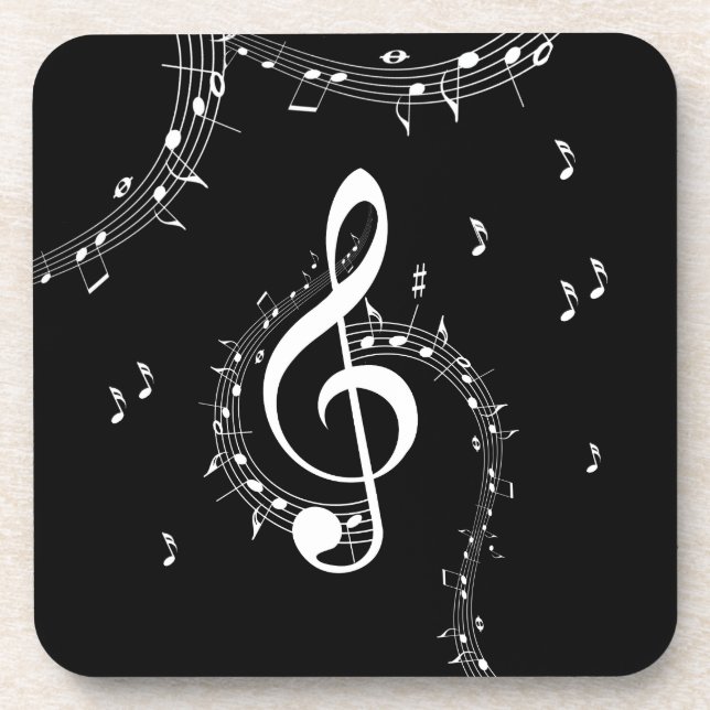 Climactic G Clef Music Black Coaster (Front)