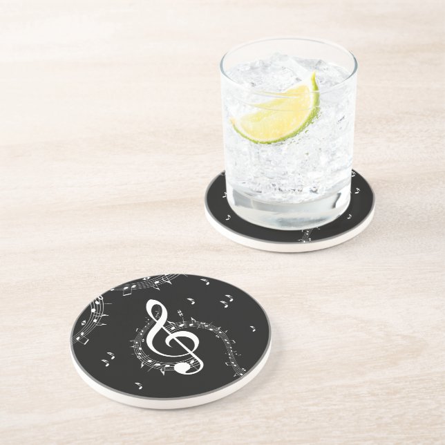 Climactic G Clef Music Black Coaster (Side)