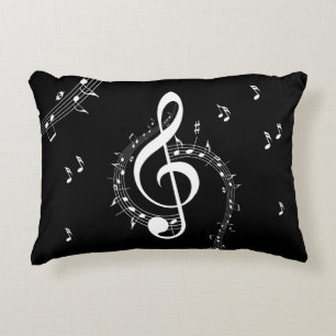 Climactic G Clef Music Black Decorative Cushion