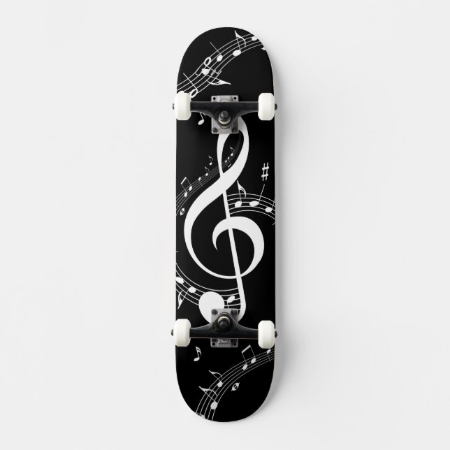 Climactic G Clef Music Black Skateboard (Front)