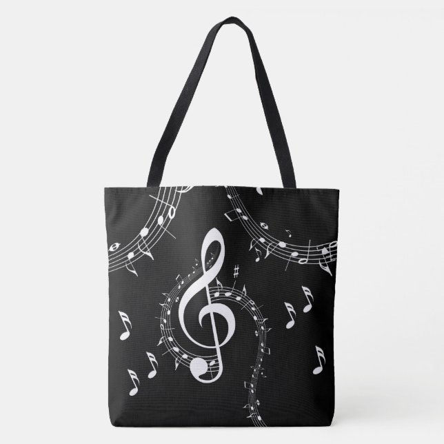 Climactic G Clef Music Black Tote Bag (Front)