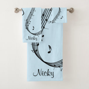 Climactic G Clef Music Blue Bath Towel Set