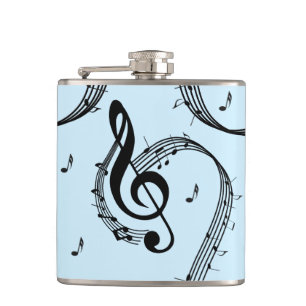 Climactic G Clef Music Blue Hip Flask