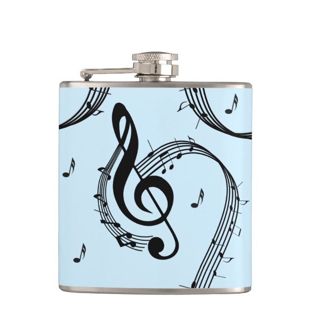Climactic G Clef Music Blue Hip Flask (Front)