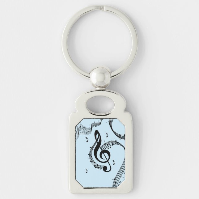 Climactic G Clef Music Blue Key Ring (Front)