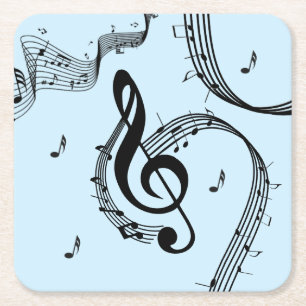 Climactic G Clef Music Blue Square Paper Coaster