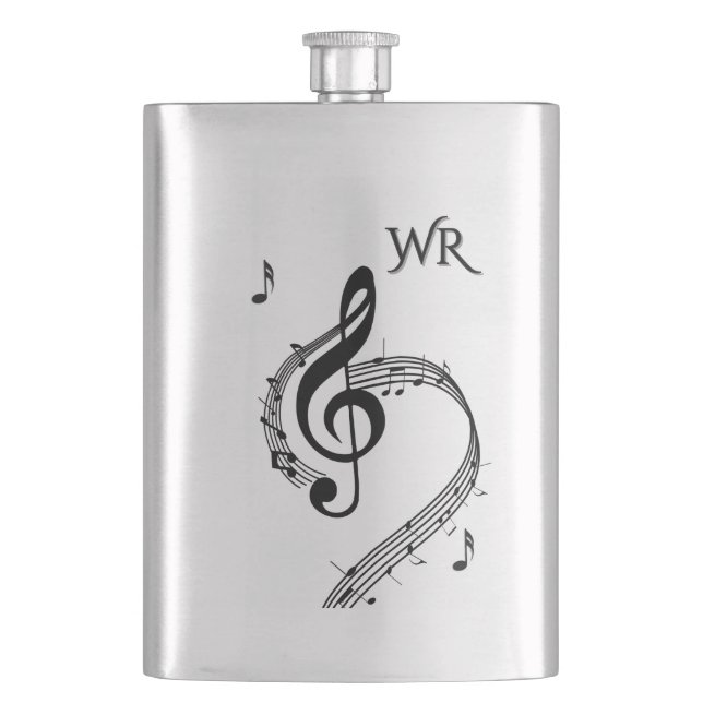 Climactic G Clef Music Monogram Hip Flask (Front)