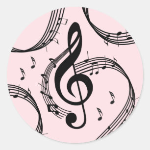 Climactic G Clef Music Pink Classic Round Sticker