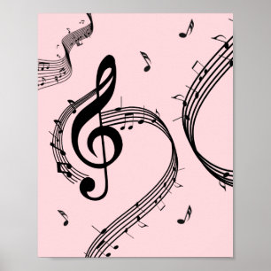 Climactic G Clef Music Pink Poster