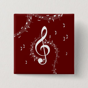 Climactic G Clef Music Red 15 Cm Square Badge