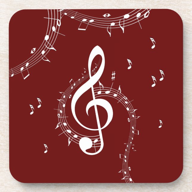 Climactic G Clef Music Red Coaster (Front)