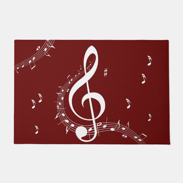 Climactic G Clef Music Red Doormat (Front)