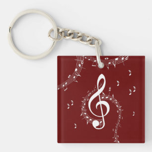 Climactic G Clef Music Red Key Ring