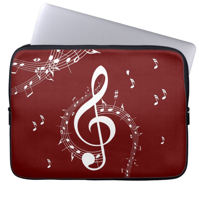 Climactic G Clef Music Red Laptop Sleeve (Front)