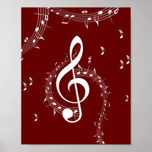 Climactic G Clef Music Red Poster