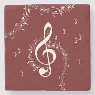 Climactic G Clef Music Red Stone Coaster