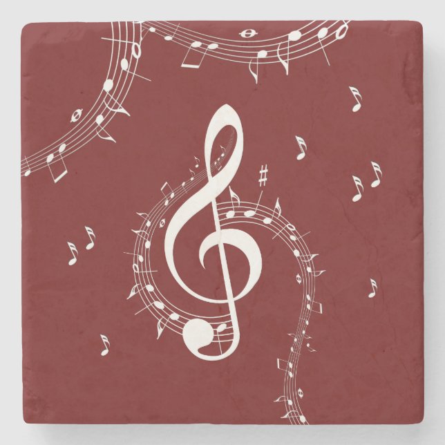 Climactic G Clef Music Red Stone Coaster (Front)