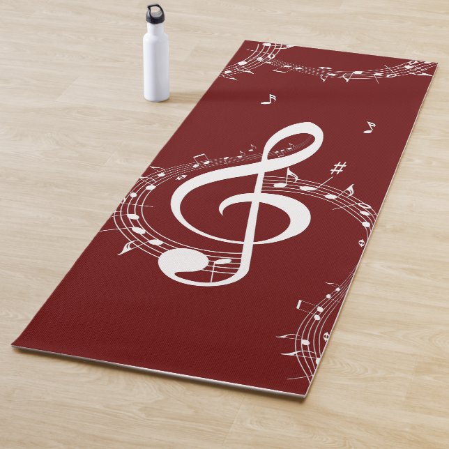 Climactic G Clef Music Red Yoga Mat (In Situ)