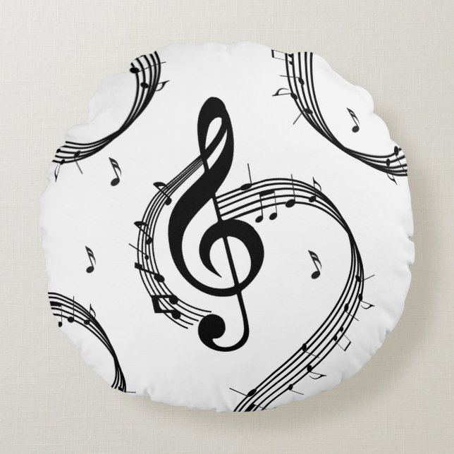 Climactic G Clef Music Round Cushion (Front)
