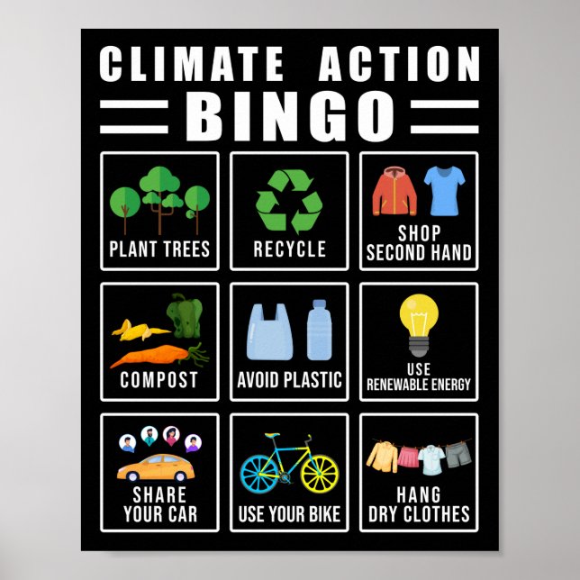 Climate Action Bingo   Earth Day Climate Change Poster (Front)