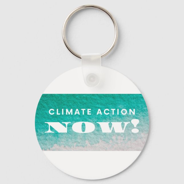 Climate Action Now Environmental Activism Key Ring (Front)