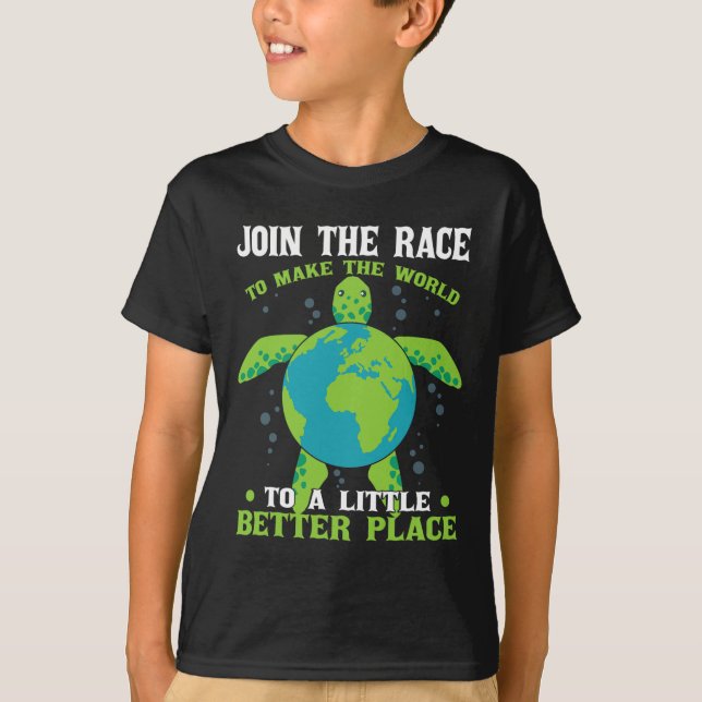 Climate Change Activism Earth Day Turtle  T-Shirt (Front)