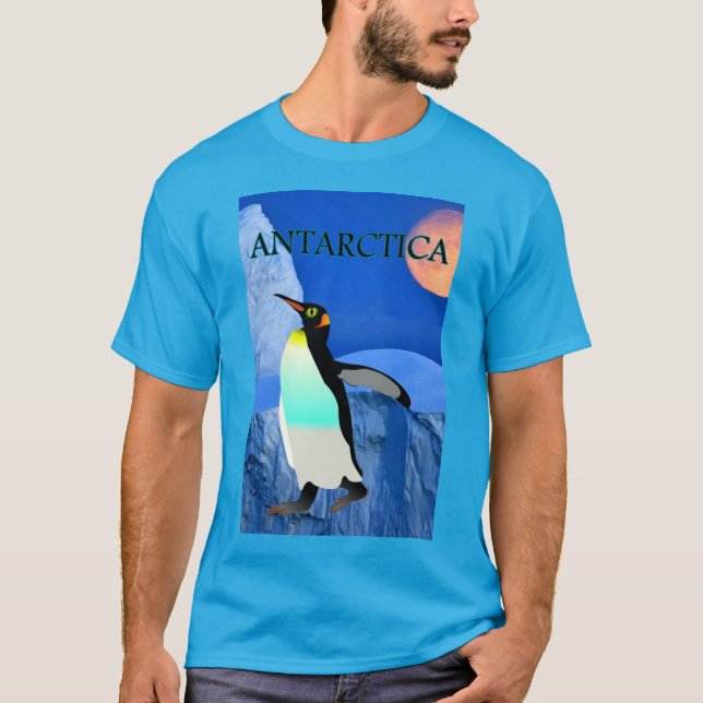 Climate Change Antarctic Glacier Penguin Moonscape T-Shirt (Front)