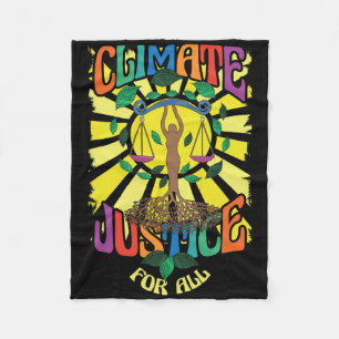 Climate Change Earth Day Hippie Climate N Justice  Fleece Blanket