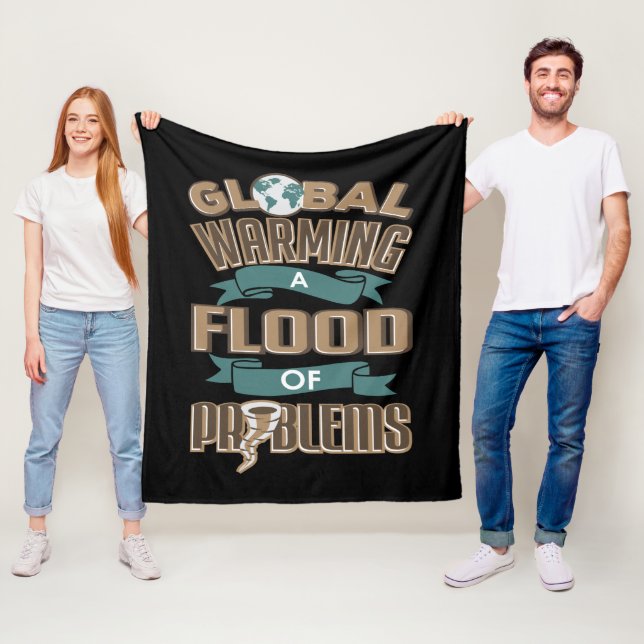 Climate Change Global Warming Flood Of Problems Fleece Blanket (In Situ)