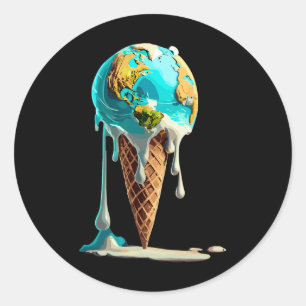 Climate Change Global Warming Melting Earth Day Ic Classic Round Sticker