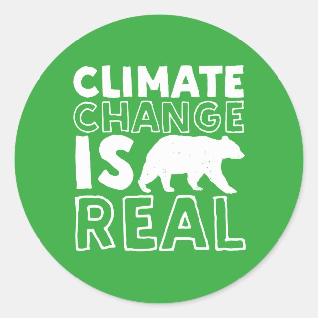 Climate Change Is Real Global Warming Polar Bear Classic Round Sticker (Front)