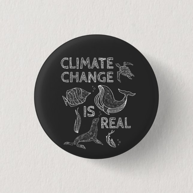 Climate Change Is Real Sea Animal Drawing 3 Cm Round Badge (Front)