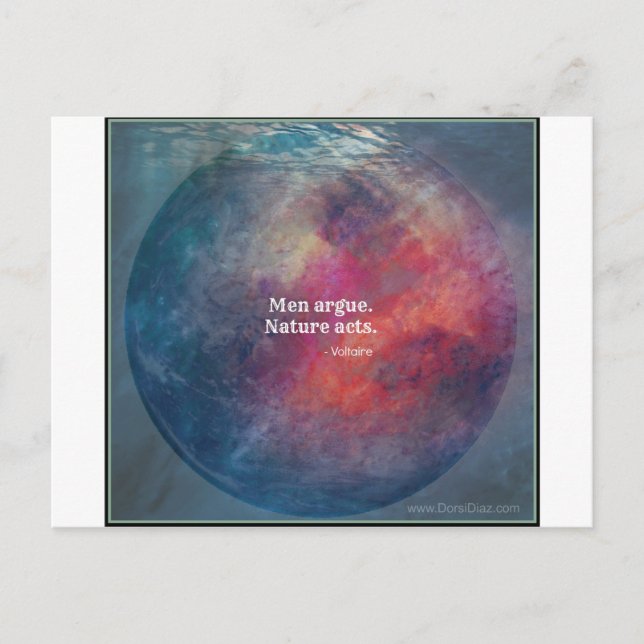 Climate Change: "Men Argue - Nature Acts" Design Postcard (Front)
