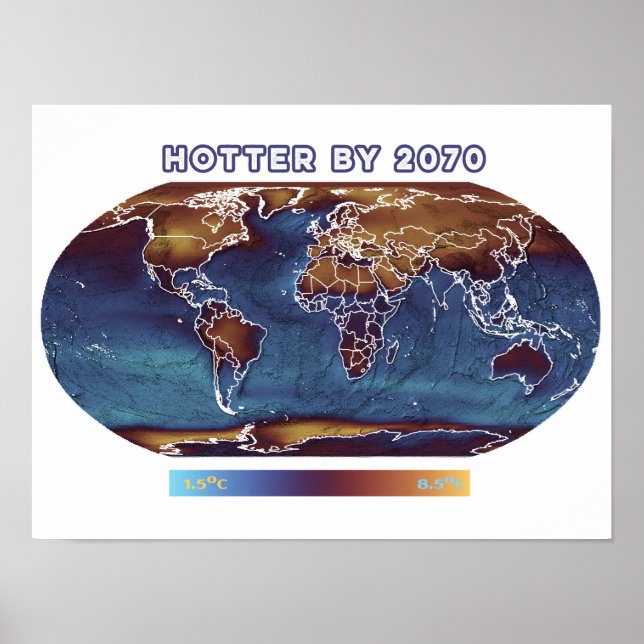 Climate Change Temperatures Map Poster (Front)