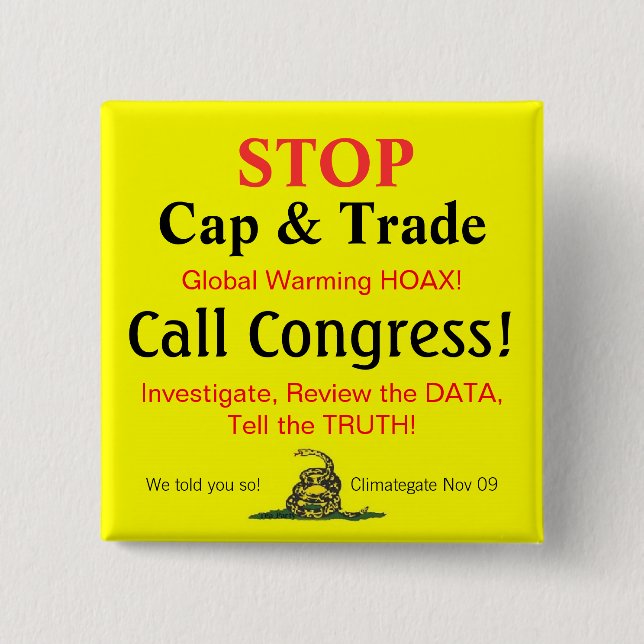 CLIMATEGATE 15 CM SQUARE BADGE (Front)