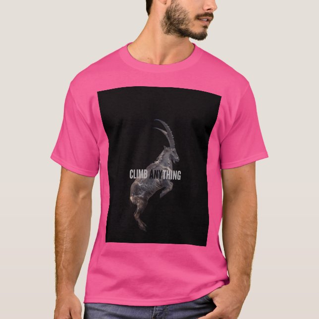 Climb Anything Ibex Edition (Black) Graphic T-Shirt (Front)