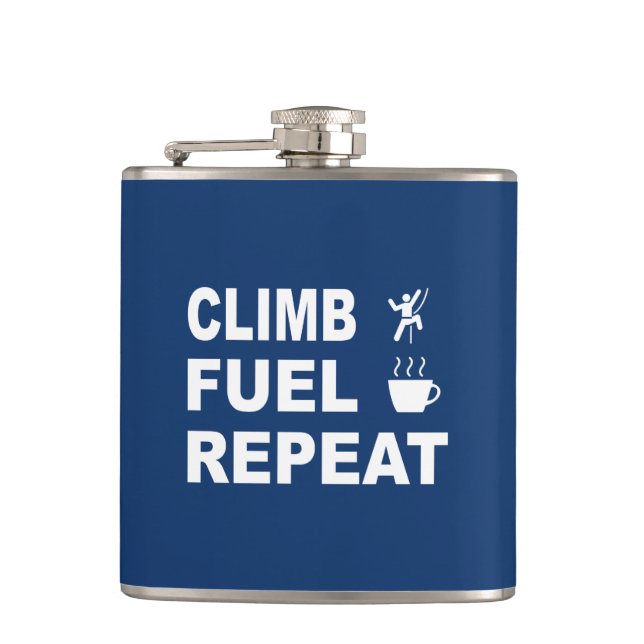 Climb, Fuel, Repeat Hip Flask (Front)