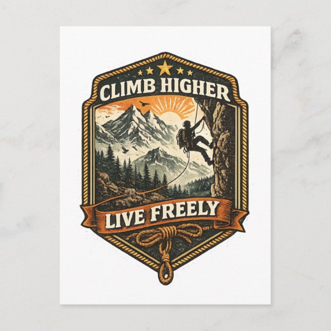 Climb Higher Live Freely Adventure Coffee Mug Postcard (Front)